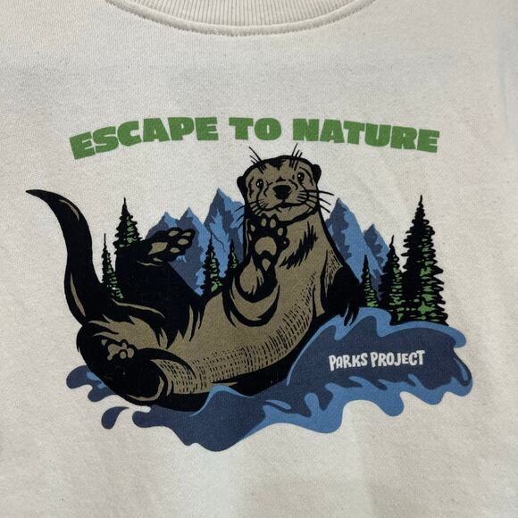 Park Project Kids Sweatshirt Graphic Otter Nature Pullover Unisex Outdoor Sz L - Picture 9 of 9